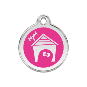 Médaille niche de chien en émail rose vif - Taille M