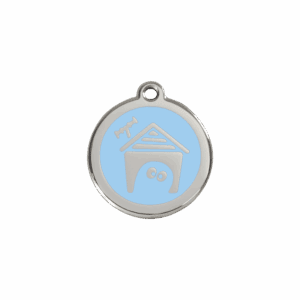 Médaille niche de chien pour chat ou petit chien - Émail bleu clair - Taille S