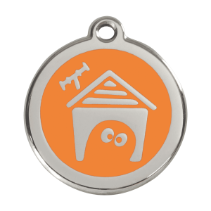 Médaille niche de chien en émail orange - Taille L