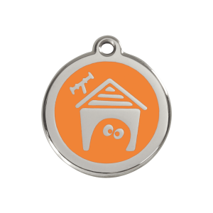 Médaille niche de chien en émail orange - Taille M