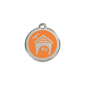 Médaille niche de chien pour chat - Émail orange - Taille S