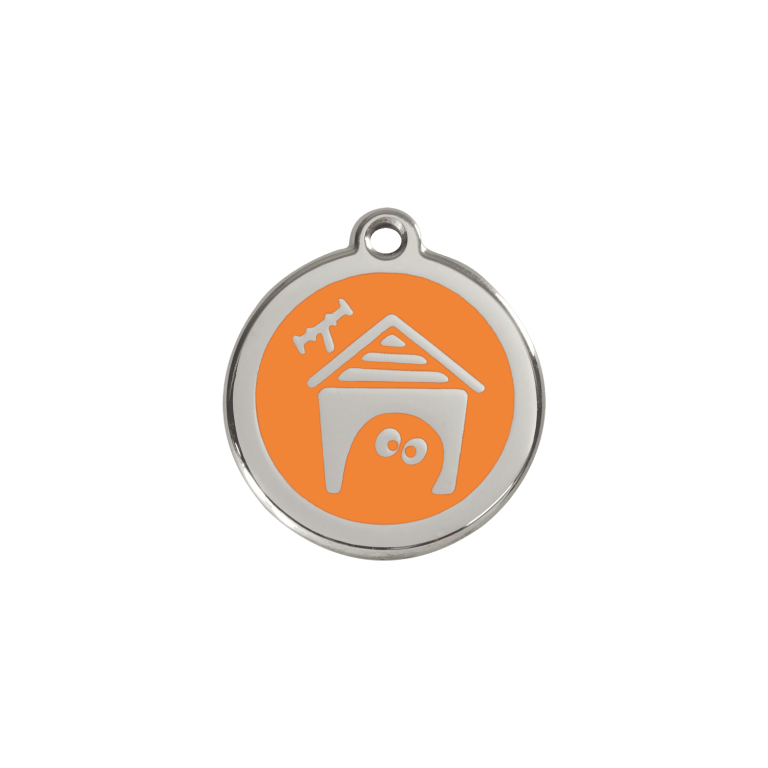 Vue avant - Médaille personnalisable Red Dingo en émail et acier inoxydable - Orange - Taille S