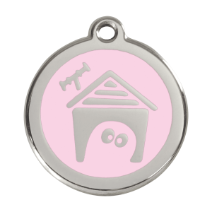 Médaille niche de chien en émail rose - Taille L