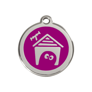 Médaille niche de chien en émail violet et acier inoxydable - Taille M