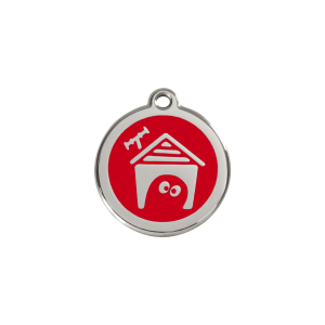 Médaille niche de chien pour chat ou petit chien - Émail rouge - Taille S