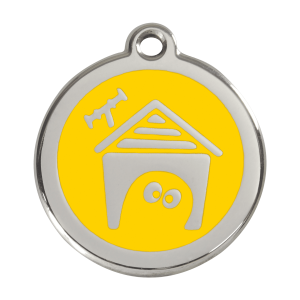 Médaille niche de chien en émail jaune - Taille L