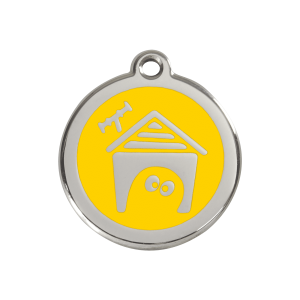 Médaille niche de chien en émail jaune - Taille M