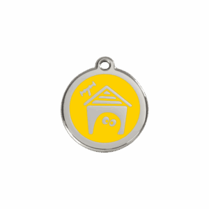 Médaille niche de chien pour chat ou petit chien - Émail jaune S