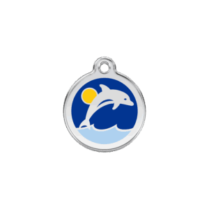 Médaille chat dauphin bleu foncé Taille S émail et acier inoxydable