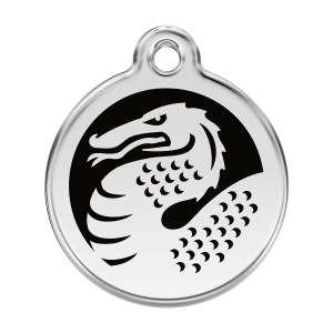 Médaille chien dragon en émail et acier inoxydable - Taille L