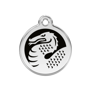 Médaille chien dragon en émail et acier inoxydable Taille M