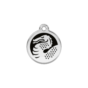 Médaille chat dragon en émail et acier inoxydable - Taille S
