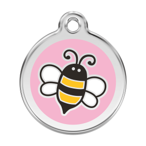 Médaille chien bourdon Rose Taille L en émail et acier inoxydable