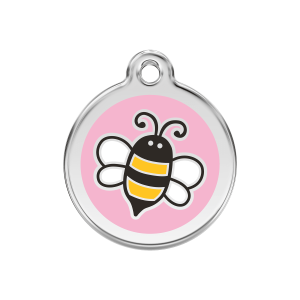 Médaille chien bourdon émail rose M 30mm