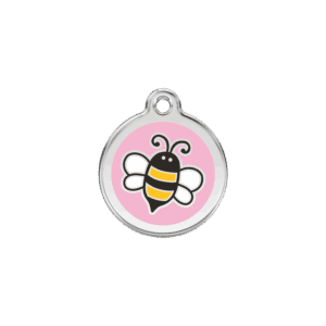Médaille chat bourdon Rose Taille S en émail et acier inoxydable