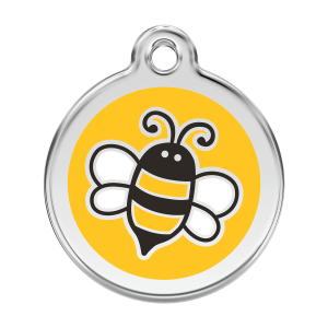Médaille chien bourdon jaune taille L émail et acier inoxydable