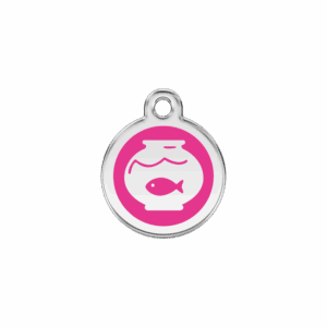 Médaille chat bocal à poissons Rose vif Taille S