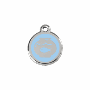 Médaille chat bocal à poissons Émail Bleu clair Taille S