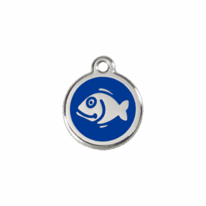 Médaille chat Poisson Émail et acier inoxydable Taille S Bleu foncé