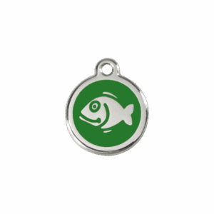 Médaille chat Poisson Émail et acier inoxydable Taille S Vert