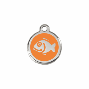 Médaille chat Poisson Émail et acier inoxydable Taille S Orange
