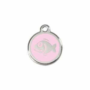 Médaille chat Poisson Émail et acier inoxydable Taille S Rose