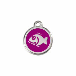 Médaille chat Poisson Émail et acier inoxydable Taille S Violet