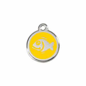 Médaille chat Poisson Jaune Taille S Émail et acier inoxydable