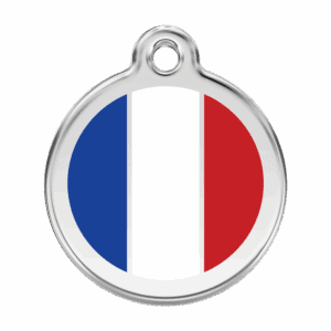 Médaille chien drapeau français blanc Taille L