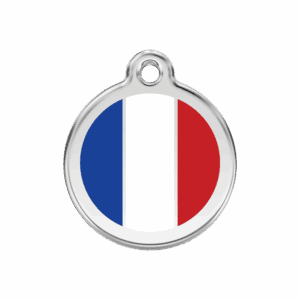 Médaille chien drapeau français blanc Taille M