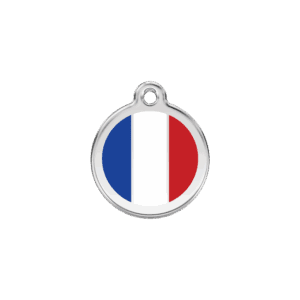 Médaille chat drapeau français Taille S émail blanc