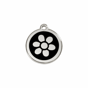 Médaille chat Fleur Émail et acier inoxydable S 20mm