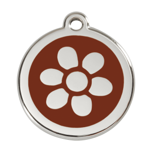 Médaille chien fleur Taille L émail brun