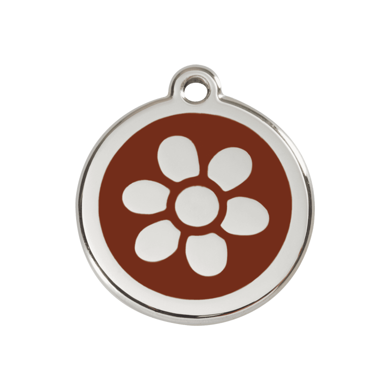 Vue avant - Médaille personnalisée pour chien Red Dingo Fleur Brun M 30.00 - Émail/Acier inoxydable