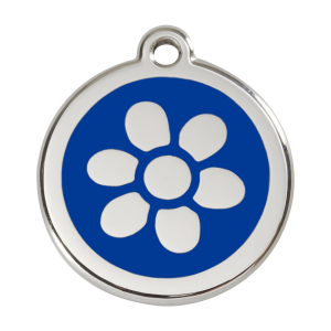 Médaille chien fleur bleu foncé Taille L