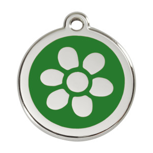 Médaille chien fleur émail vert Taille L