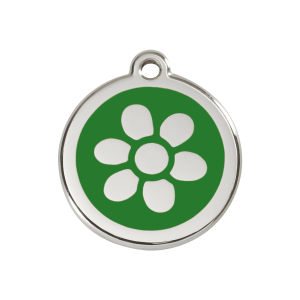 Médaille chien fleur émail vert M 30mm