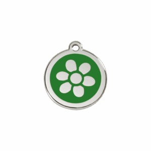 Médaille chat Fleur Émail Vert S 20mm