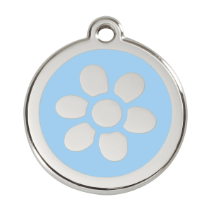 Médaille chien fleur bleu clair Taille L