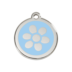 Médaille chien fleur bleu clair Taille M