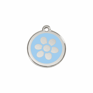 Médaille chat Fleur Bleu clair S émail et acier inoxydable