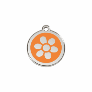 Médaille chat Fleur Émail Orange S 20mm
