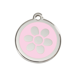 Médaille chien fleur Taille M émail rose