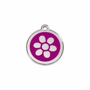 Médaille chat Fleur Émail Violet S 20mm