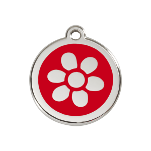 Médaille chien fleur rouge Taille M