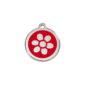 Médaille chat Fleur Émail Rouge S 20mm