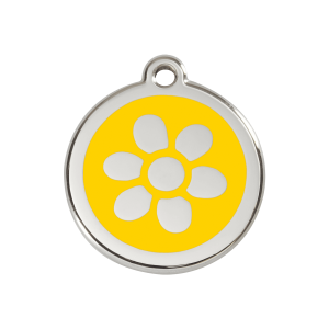 Médaille chien fleur jaune Taille M