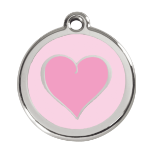 Médaille chien cœur coloré rose Taille L