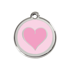 Médaille chien cœur coloré rose Taille M