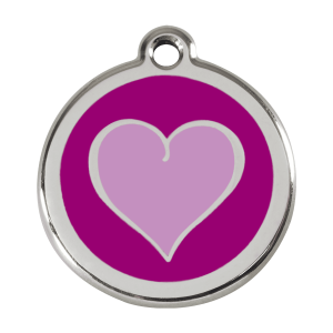 Médaille chien Coeur coloré violet Taille L